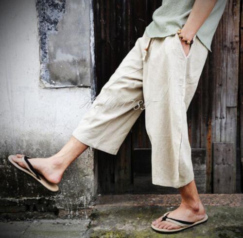 Men/'s Casual Japonais Samurai Boho Summer Beach Harem Lin Pantalon
