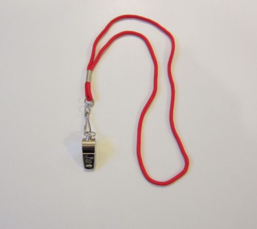 1 NEW HEAVY DUTY CHAMPION BRASS METAL WHISTLE /& 1 RED LANYARD WITH HOOK
