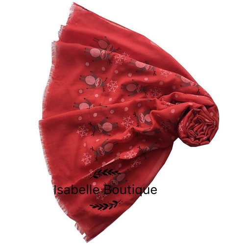 Women Christmas Scarf Reindeer Print Large Size Ladies Shawl Scarves Xmas Gift