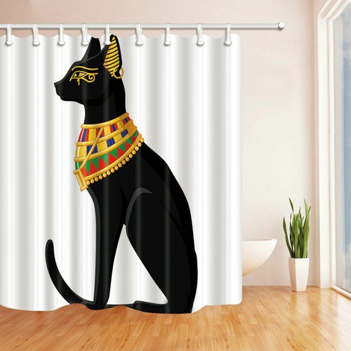Egyptian cat Waterproof Fabric Shower Curtain Bathroom set home decor 180x180cm