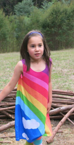 FREE DELIVERY :Classic Rainbow size 2-14 Girls dress