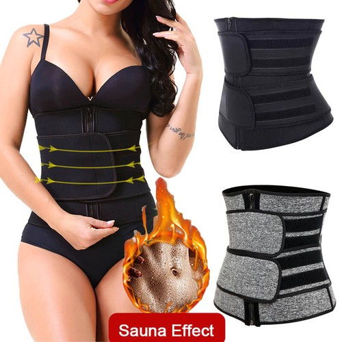 Women Waist Trainer Sweat Trimmer Trainer Belt Zipper Corset Body Shaper Cincher
