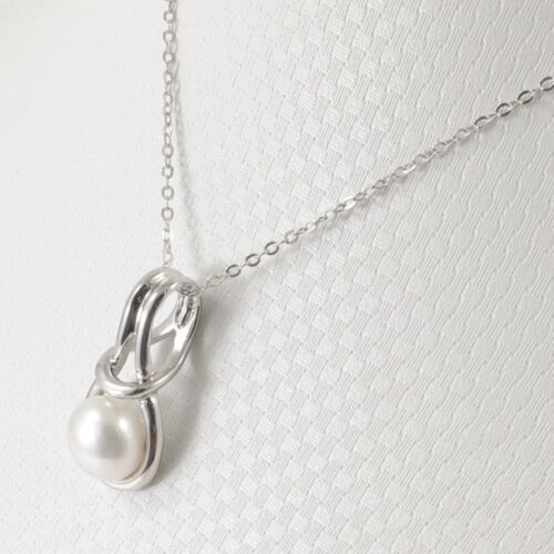 Love Knot Design White Cultured Pearl Fabriqué Avec Argent Massif 925 Pendentif TPJ