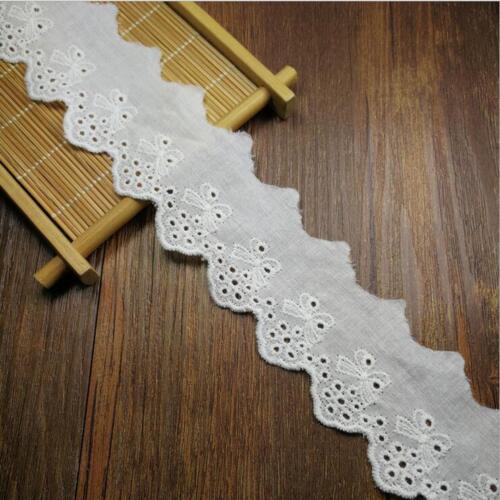 4 Yards cotton Lace embroidery Bowknot decoration Sewing clothes Accessories