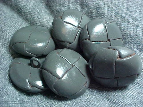 VINTAGE 6 gris dôme en cuir tressé moulé Boutons ligne 36 23 MM arrière