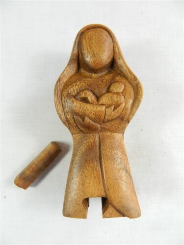 Mother and Child Design Wooden Virgin Mary PuzzleTrinket  Box Carving