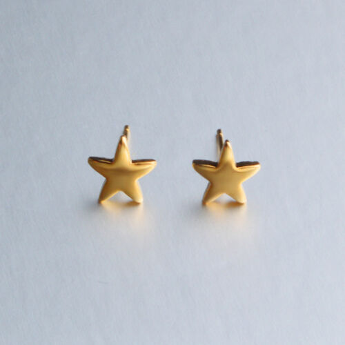Shiny Gold// Black Tone Cute Small Little Star Stud Earrings Gift