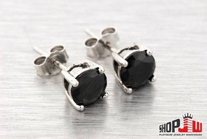 925-Silver-6mm-Black-Round-Lab-Made-Simulated-Diamond-Earrings-Studs-Hip-Hop