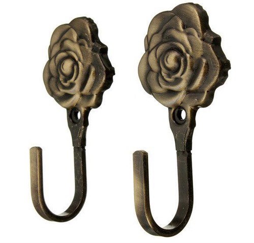 Metal Tieback 4Pcs Rose Flower Curtain Holders Wall Hooks Hanger Home Decoration