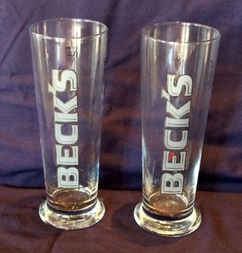 Rare Tall Beck's Beer Glasses 500ml x 2 