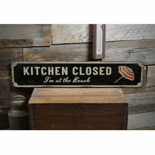 Personalized Wood Sign Kitchen Closed Beach Rustic Distressed Sign 