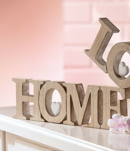 Schriftzug Home Deko Tischdeko Frühling Holz Wohnen Flur Zimmer Tischdeko 048485