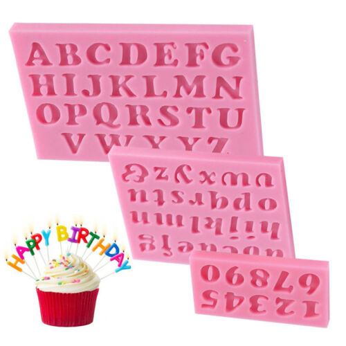 PF DIY Cake Letter/&Number Mini Mould Fondant Cookie Candy Silicone 3pcs//set Mold