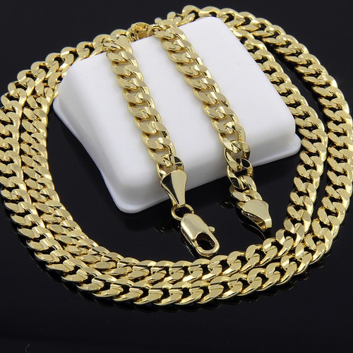 Men/'s Hip Hop 14k Gold Plated Cz Big DOG TAG Pendant Cuban Chain 30/"