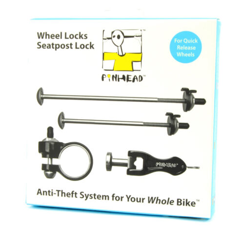 New Pinhead Bicycle Security Locking Skewer Set 3 Pack Wheels & Seat Lock Combo 