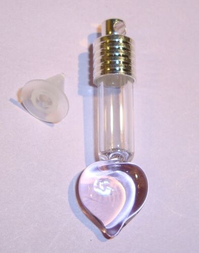 DIY Leather Necklace KIT glass heart vial pendant /& mini rose Nice Keepsake!