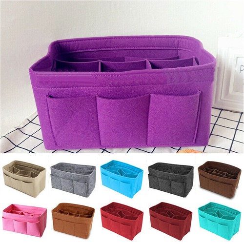 Multi-Pocket Women Insert Bag Felt Fabric Purse Handbag Organizer Bag Liner Tote