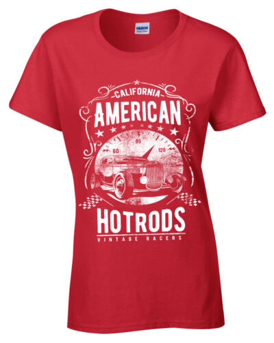 American Hotrods Womens T-Shirt California Vintage Racers car ladies garage tee