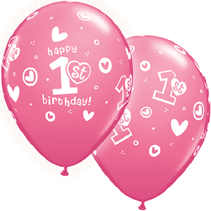 10 pc 11/" Girl 1st Birthday Soft Print Latex Balloon Happy Birthday Party First