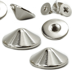 40 rivets décoratifs!! pointu rivets 4mm//gothique punk latex EMO ACIER rivets argent rivets
