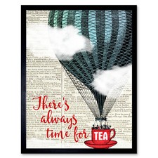 Always Time for Tea Balloon Upcycle Style Dictionary Framed Wall Art Print 9X7