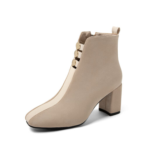 Details about  / Women/'s New Fashion Block Heels Sqaure Toes Formal Ankle Boots Shoes Workwear