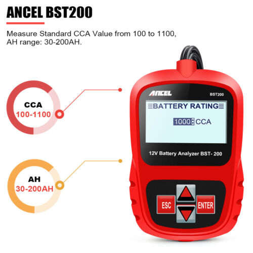 Ancel BST200 OBD2 Car 12V Battery Load Tester 1100CCA Diagnostic Scanner Tools 