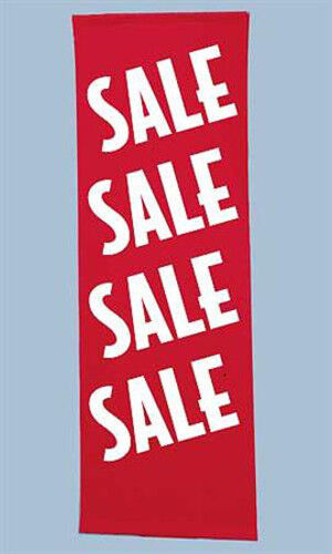 New Red Background w//White Letters Vertical Sale Banner 2/'W x 6/'L