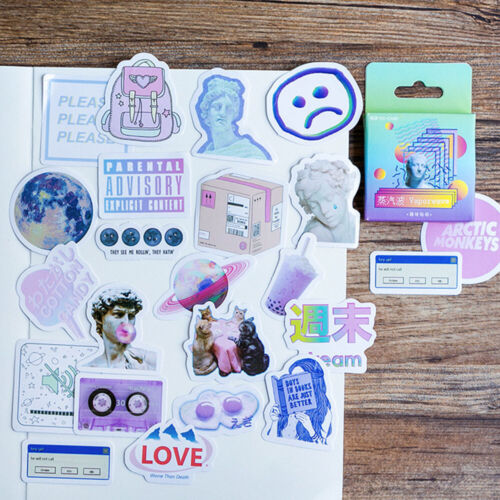 Diary Label Vaporwave Label Adhesive Paper Flake Stickers Paper Sticker