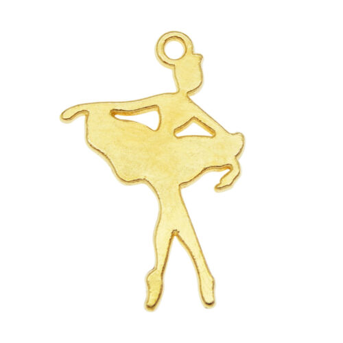 40pcs Gold 22x14mm Alloy Ballet Dancing Girl Pendant Charms Jewelry DIY Findings 