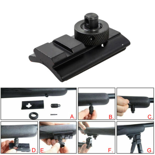 For Rifle Sling Swivel Stud to Picatinny Rail Bipod Mount Adapter Black Durable