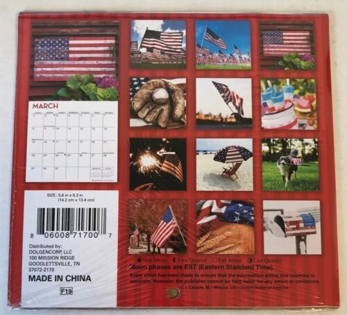 2020 American 16 Month Calendar Mini 5.6 by 5.3 Inch 16 Flag Inspired Photos 