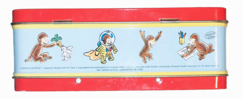 Details about  / Vintage 1997 Curious George Riding A Bike Yellow Tin Metal Lunch Box Series #3