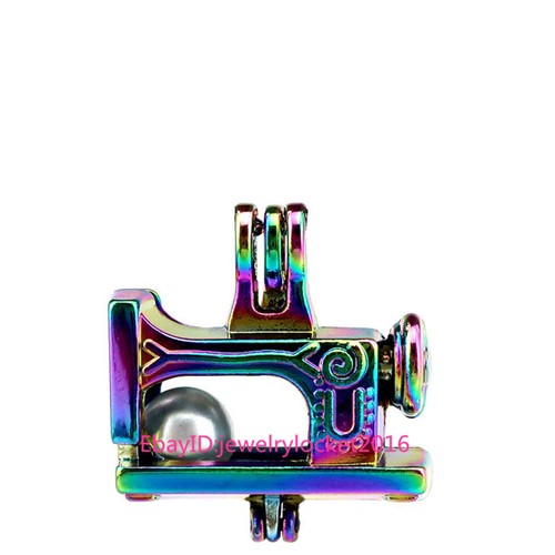 Rainbow Color Beads Cage Machine à Coudre Charms médaillon pendentif 5X-C672