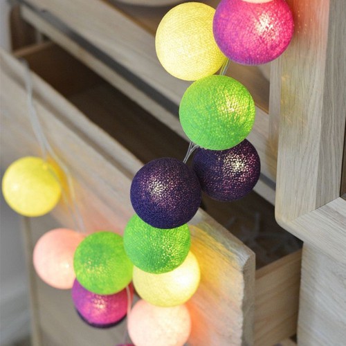 10//20 LED Globe Garland Cotton Ball String Fairy Lights Christmas Party Decorate