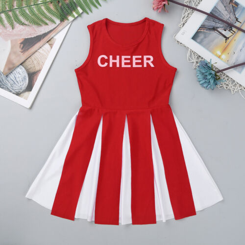 Girls Cheerleader Costume High School Kid Cheer Leader Fancy Dress Aged 6-12Yrs