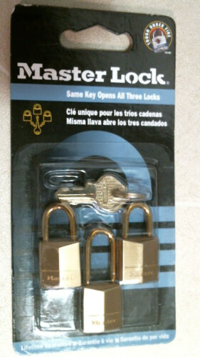 Keyed Alike Masterlock 61349 120T 9/16" Brass Locks 3 pk FREE SHIPPING 