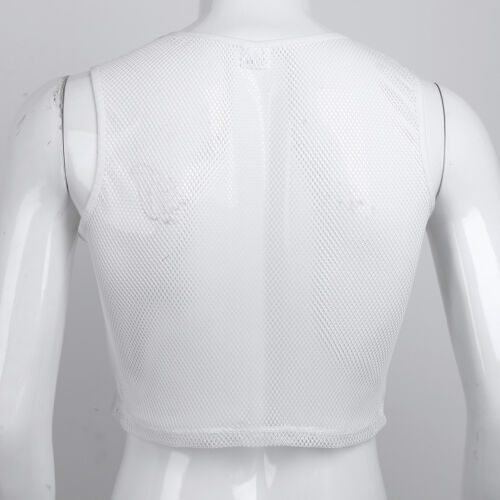Herren Ärmellos Transparent Netz Hemd Kurz Muskelshirt T-Shirt Top Unteräwsche