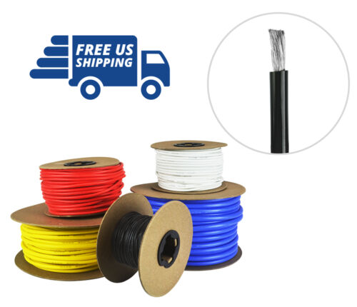 Fine Strand Tinned Copper 16 AWG Gauge Silicone Wire Spool 50 ft Black