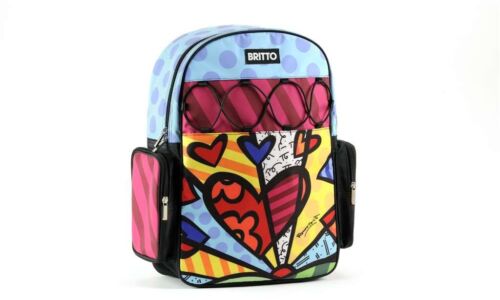 Romero Britto Hearts Back Pack Backpack Signature  New w//Tag