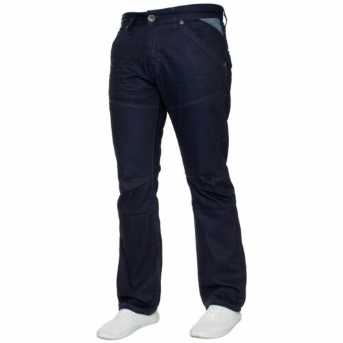 Enzo Mens Designer Straight Fit Regular Leg Denim Jeans Casual Work Pants 28-48 