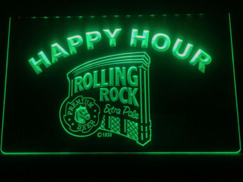 Rolling Rock Beer Happy Hour bar LED Neon Light Sign decor club pub size 8x12 