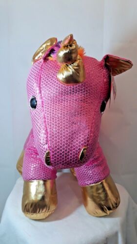 Dan Dee Sparkle Unicorn Pony Pink  Metallic Plush Stuffed Rainbow Mane 20/"