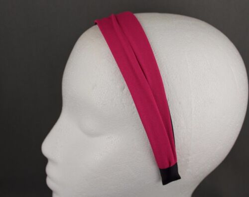 Details about   Pink Black headband scrunched pleated fabric covered hair band 1.25" wide 