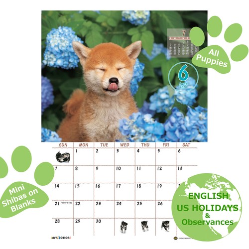 Shiba Inu Desktop Calendar 2020 ENGLISH US HOLIDAYS Adorable Shiba Dog Puppies/'