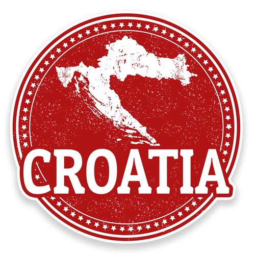 2 x Sticker Autocollant Vinyle Croatie Portable Voiture Drapeau Cadeau Bagage Voyage Map # 9228