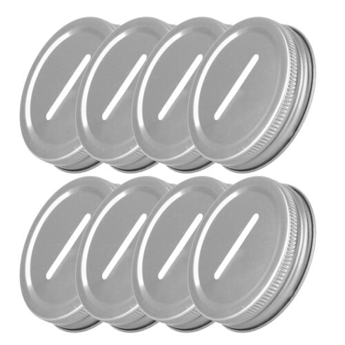 8Pcs Stainless Steel Coin Big Slot Lids Cover Inserts for 70mm Mason Jars Bottle 