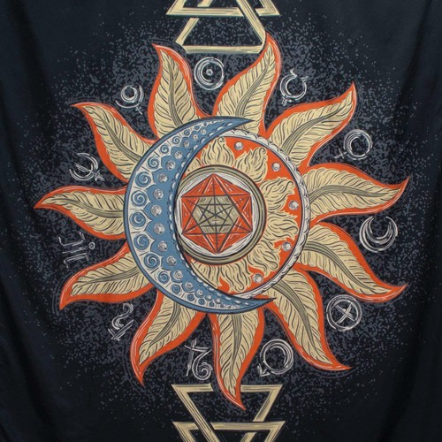 Moon and Star Tapestry Wall Hanging Tapestries Black /& White Wall