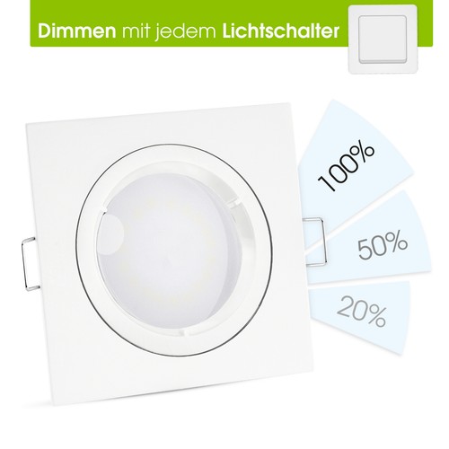 linovum® fourSTEP LED Einbauspot eckig 230V dimmbar ohne Dimmer weiß 4000K 5W