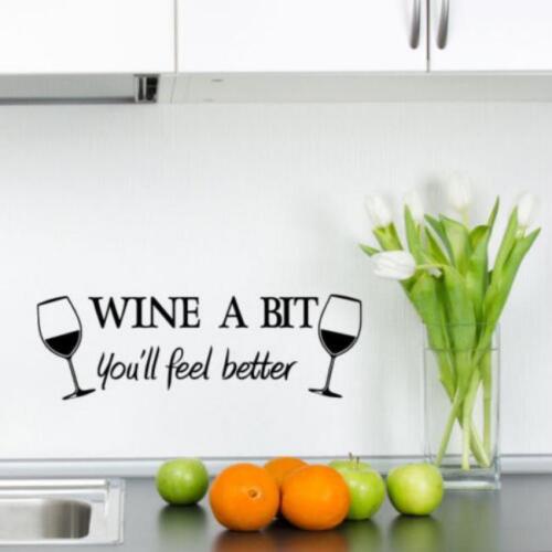 Wall Stickers Wine a Bit Better Kitchen Food Quote Art Decals Vinyl Decor QK 